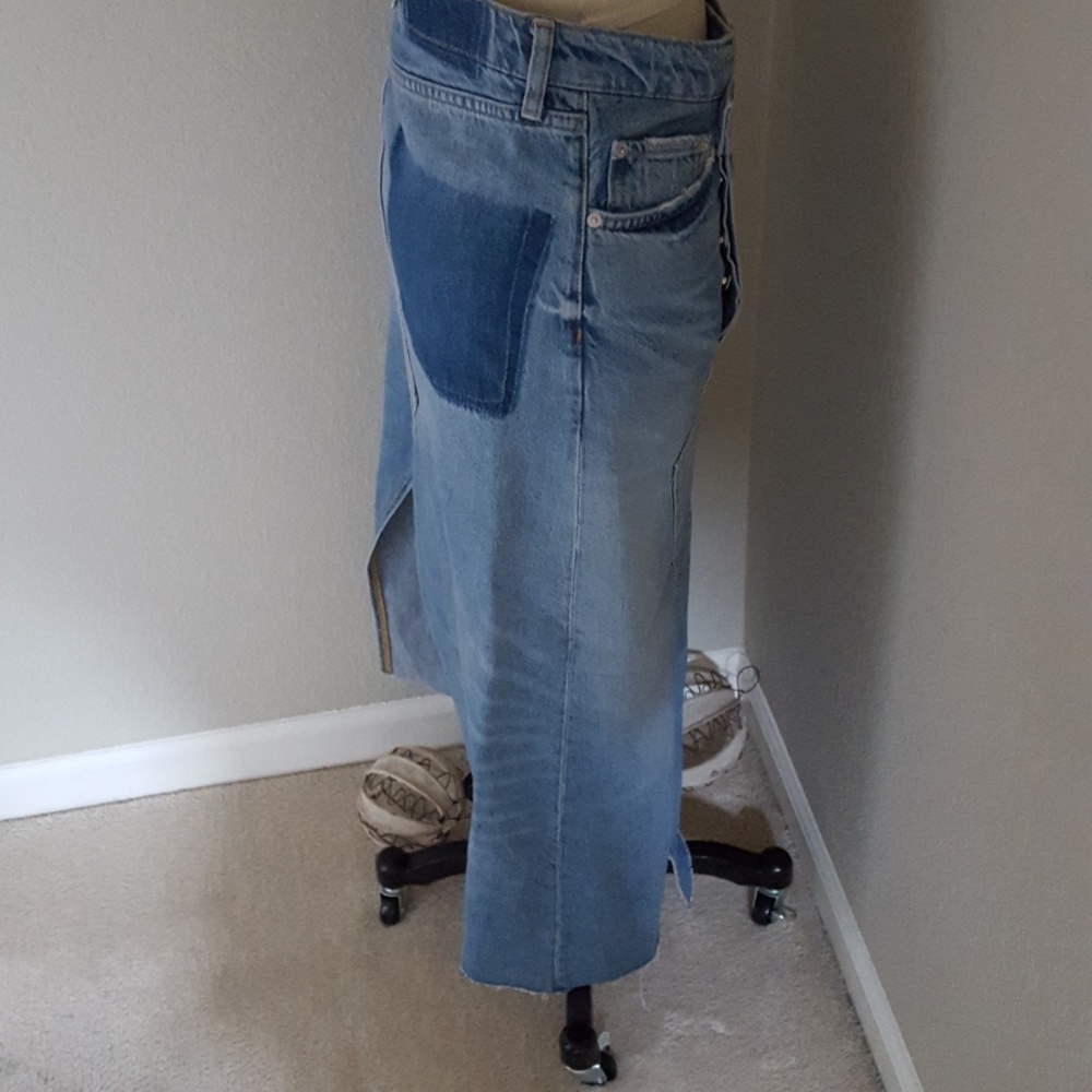 NWT Zara Reconstructed Long Denim Skirt in Samurai - Picture 3 of 7